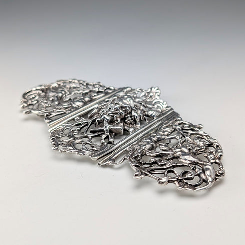 1898年 英國古董 純銀製 護士腰帶扣 118g Charles Edwards